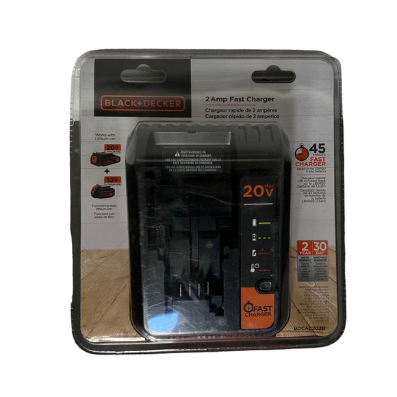 BLACK+DECKER BDCAC202B 20V 12V LITHIUM-ION 2 AMP FAST BATTERY CHARGER NEW - Picture 1 of 2